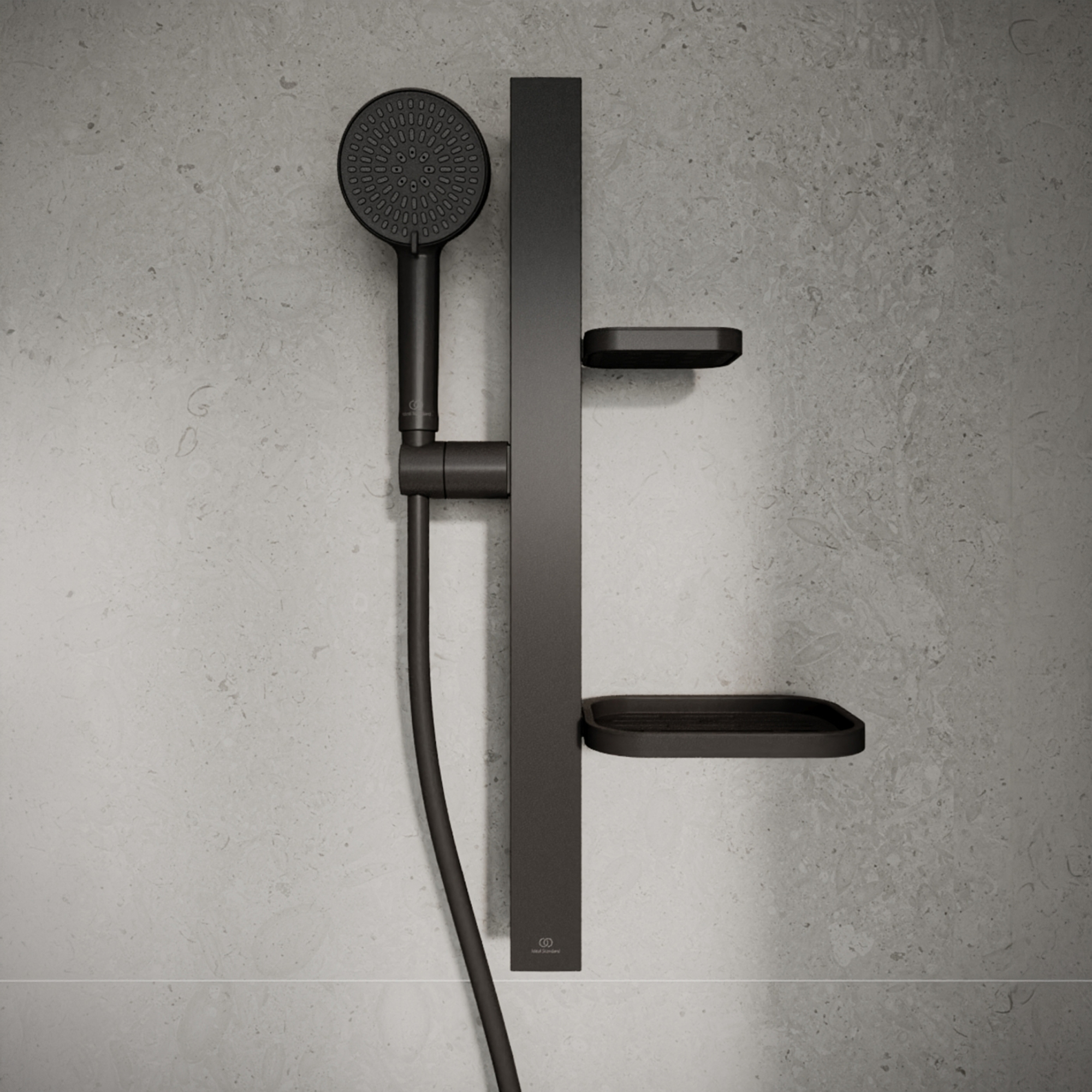 Ideal Standard Idealrain Alu+ Shower Rail Kit with Multi-Function Shower Handset & 2 Shelves