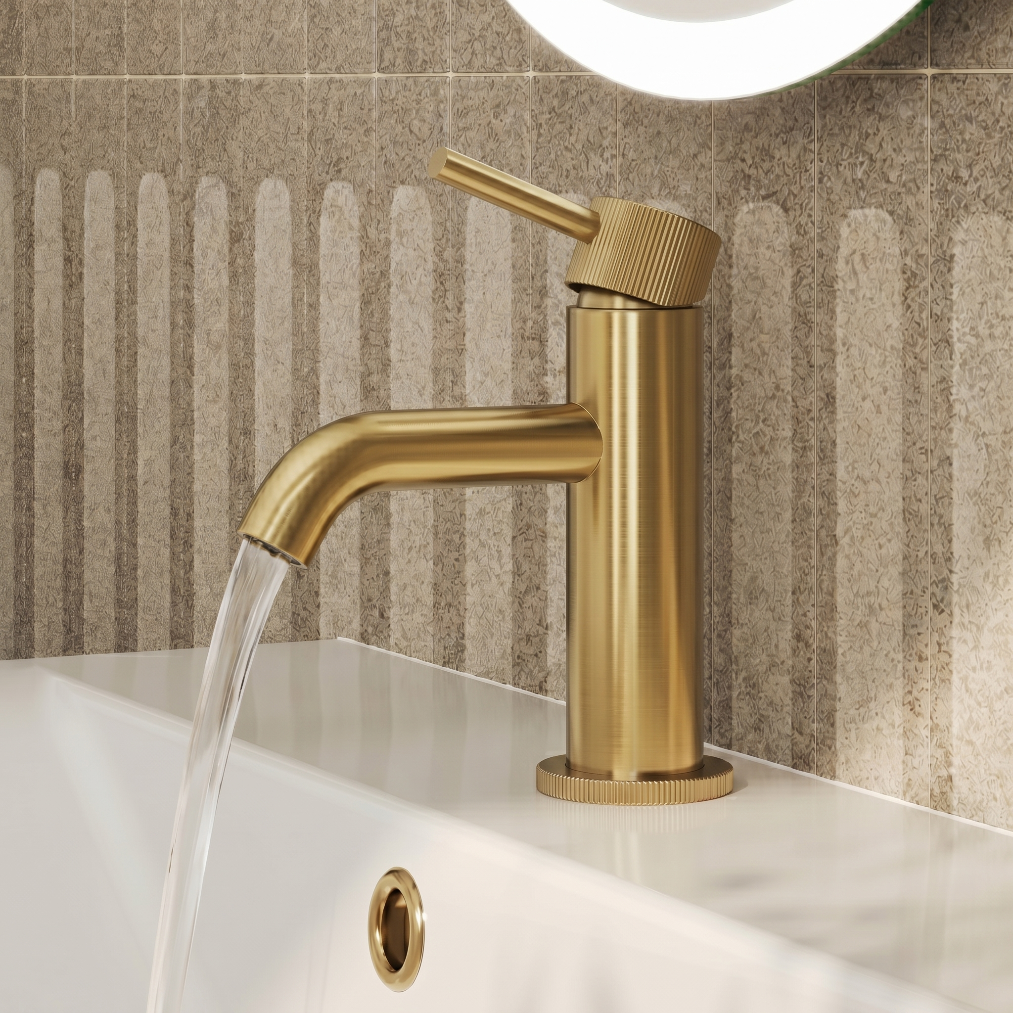 Harbour Fluted Mini Mono Basin Mixer Tap & Waste