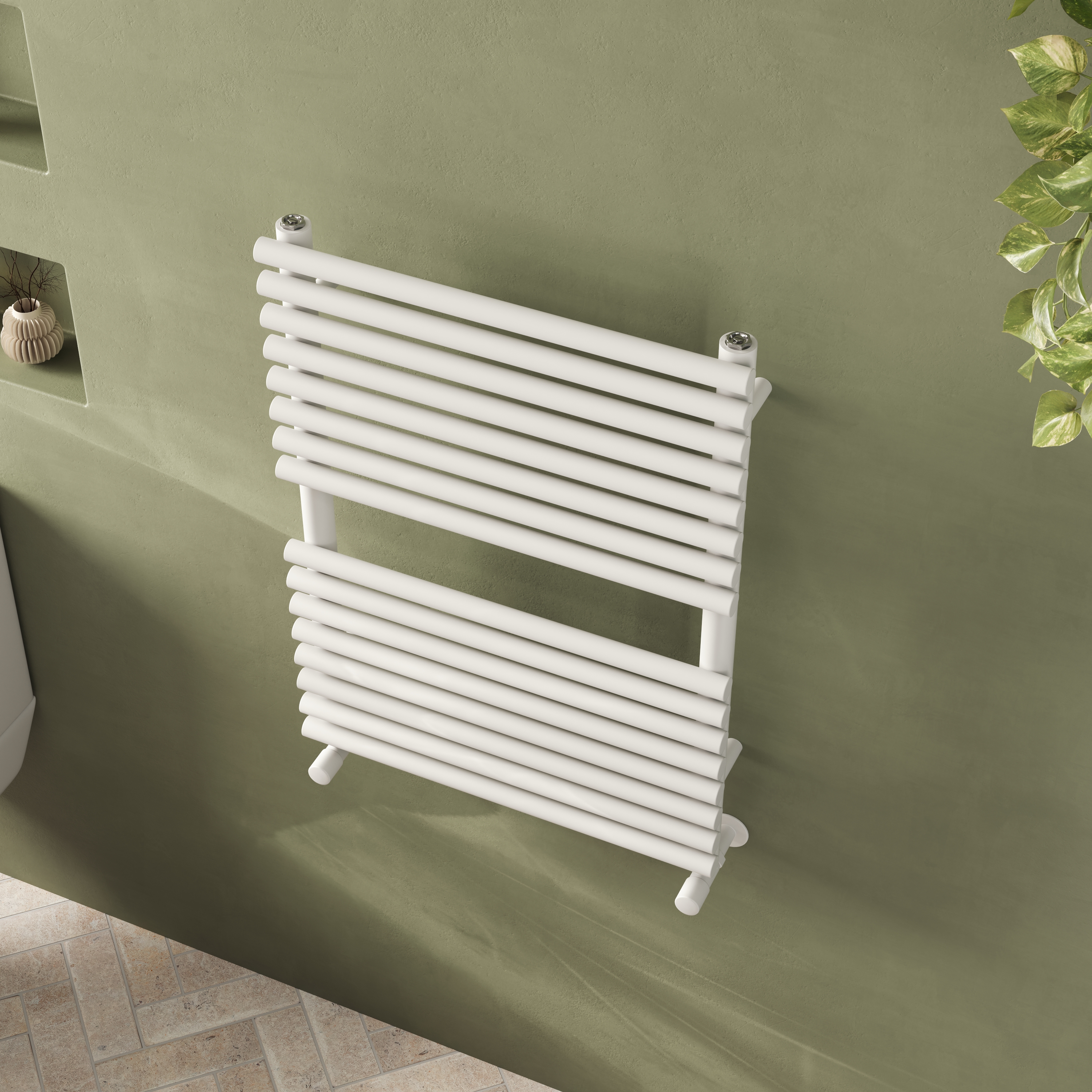 Toasty Halo Matt White Bar on Bar Heated Towel Rail