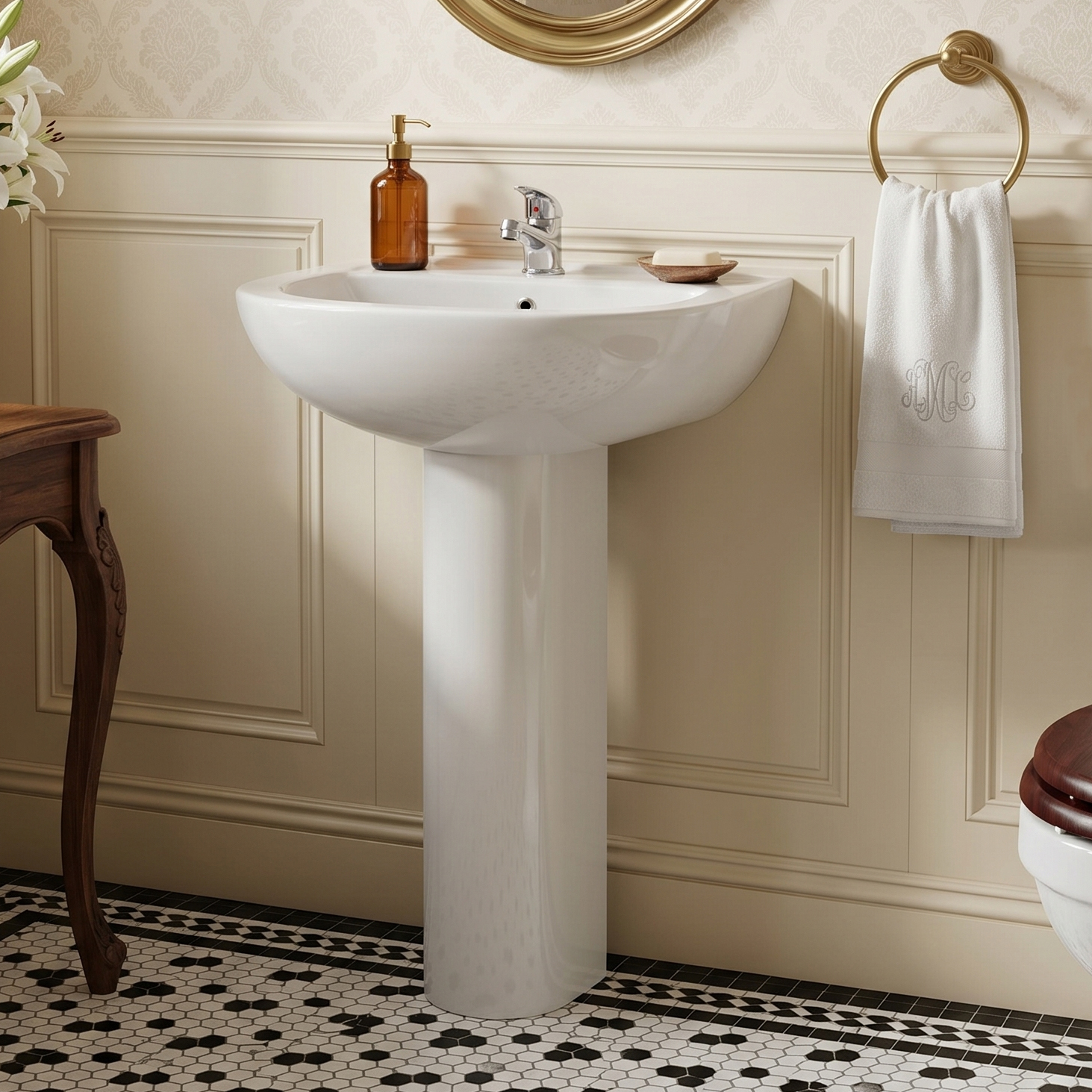 Emma 550mm Full Pedestal & Basin