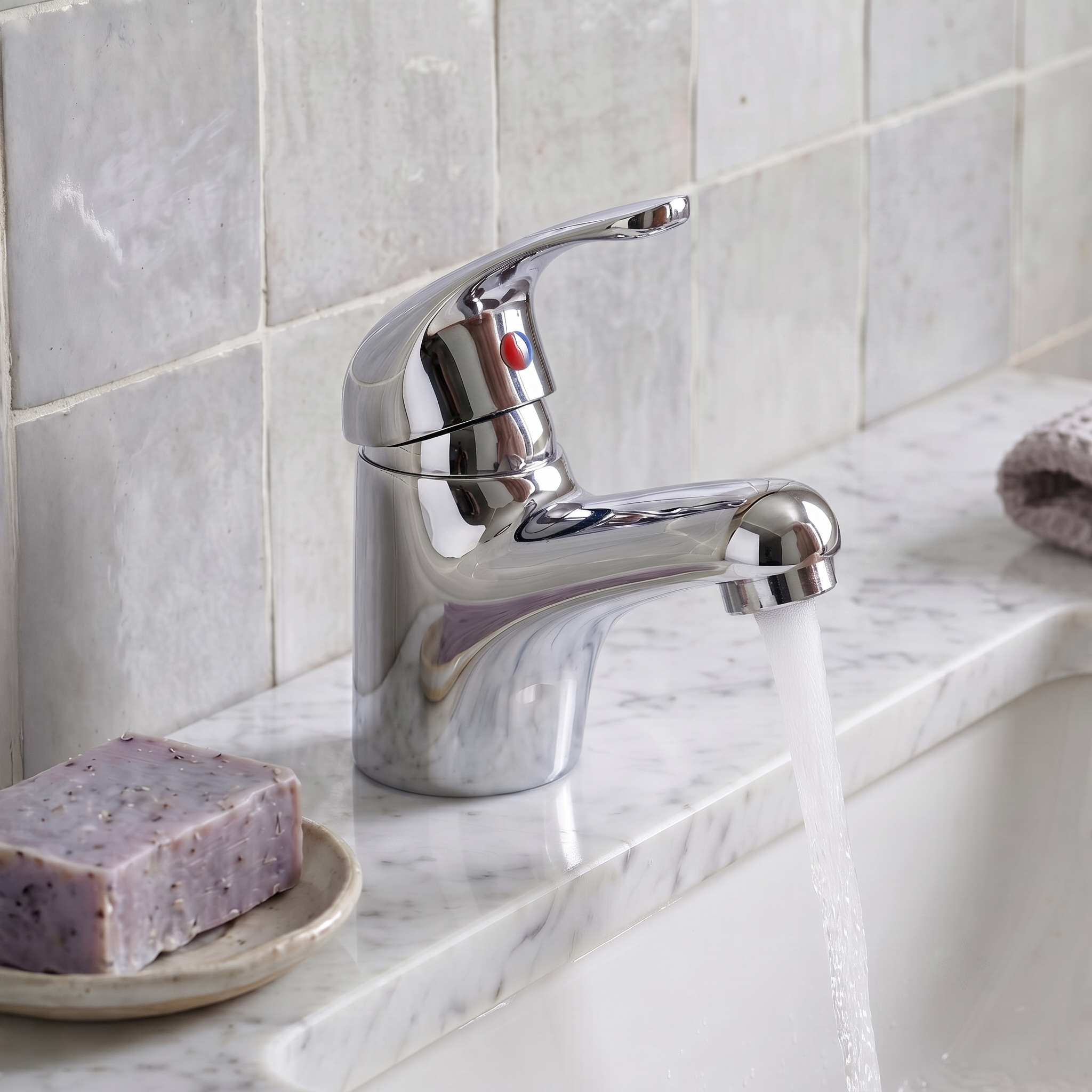 Vellamo Echo Single Lever Chrome Basin Tap & Waste