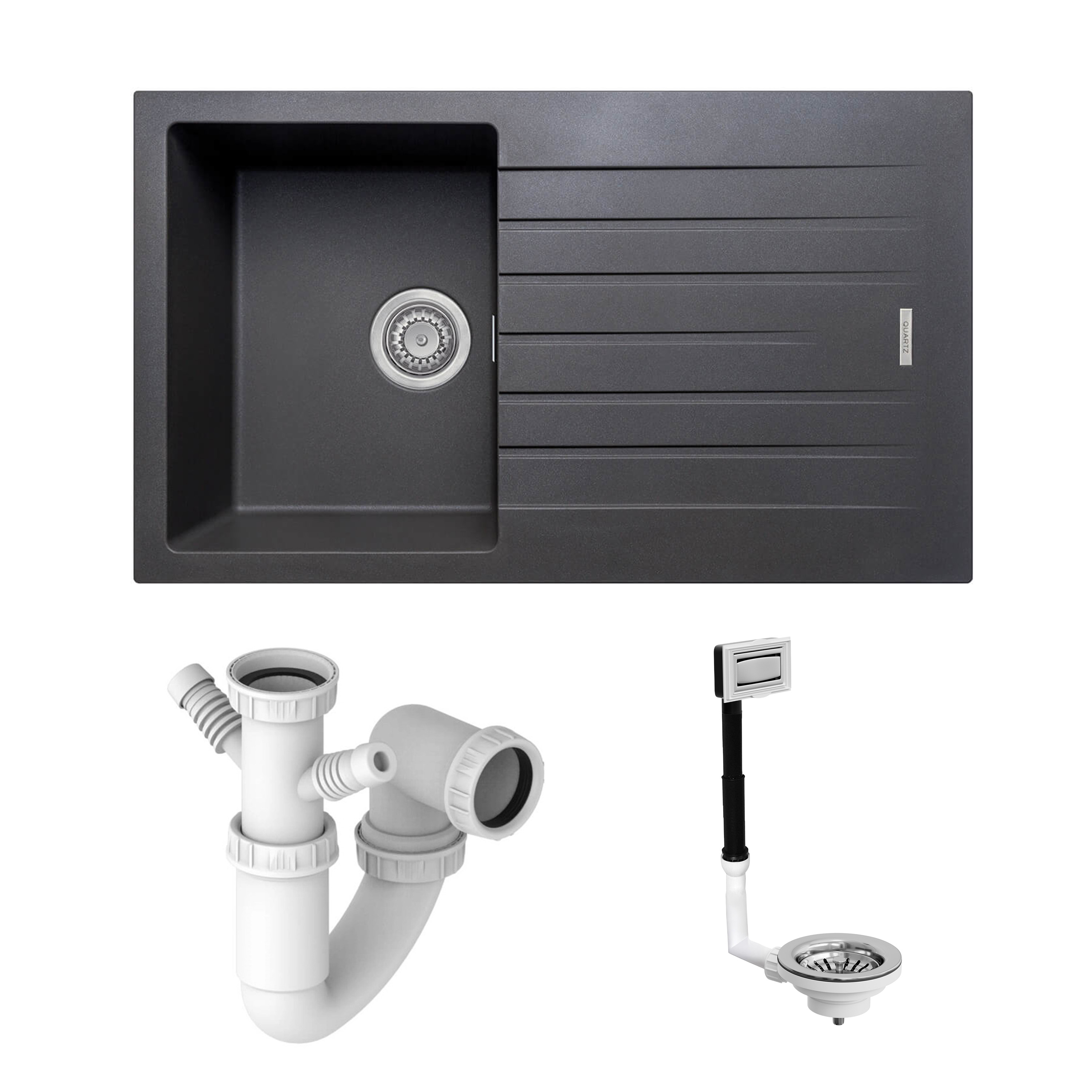 Vellamo Horizon Compact 1 Bowl Granite Composite Kitchen Sink & Waste - 860 x 500mm