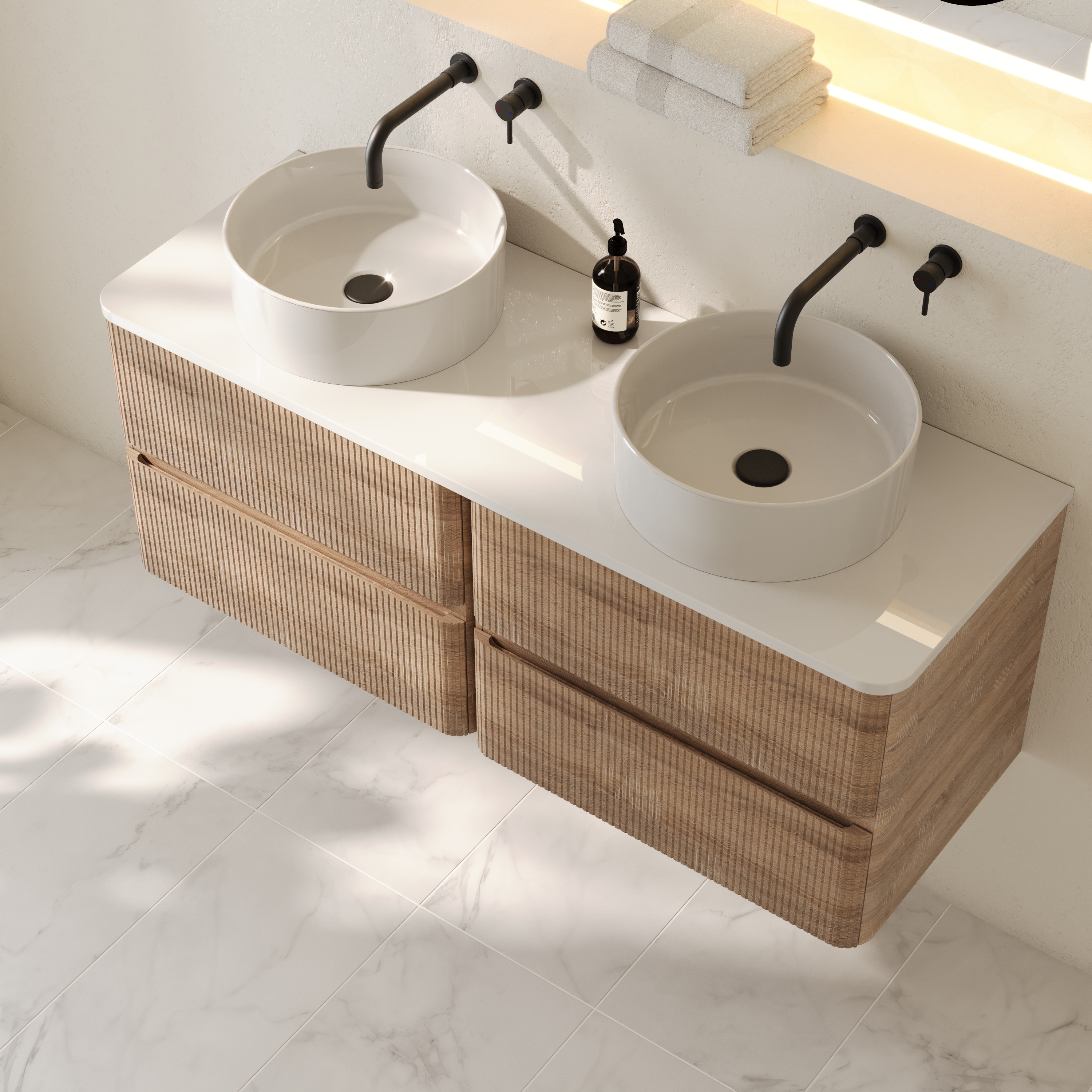 Drench Origin 1200mm Fluted Wall Mounted Vanity Unit & Countertop