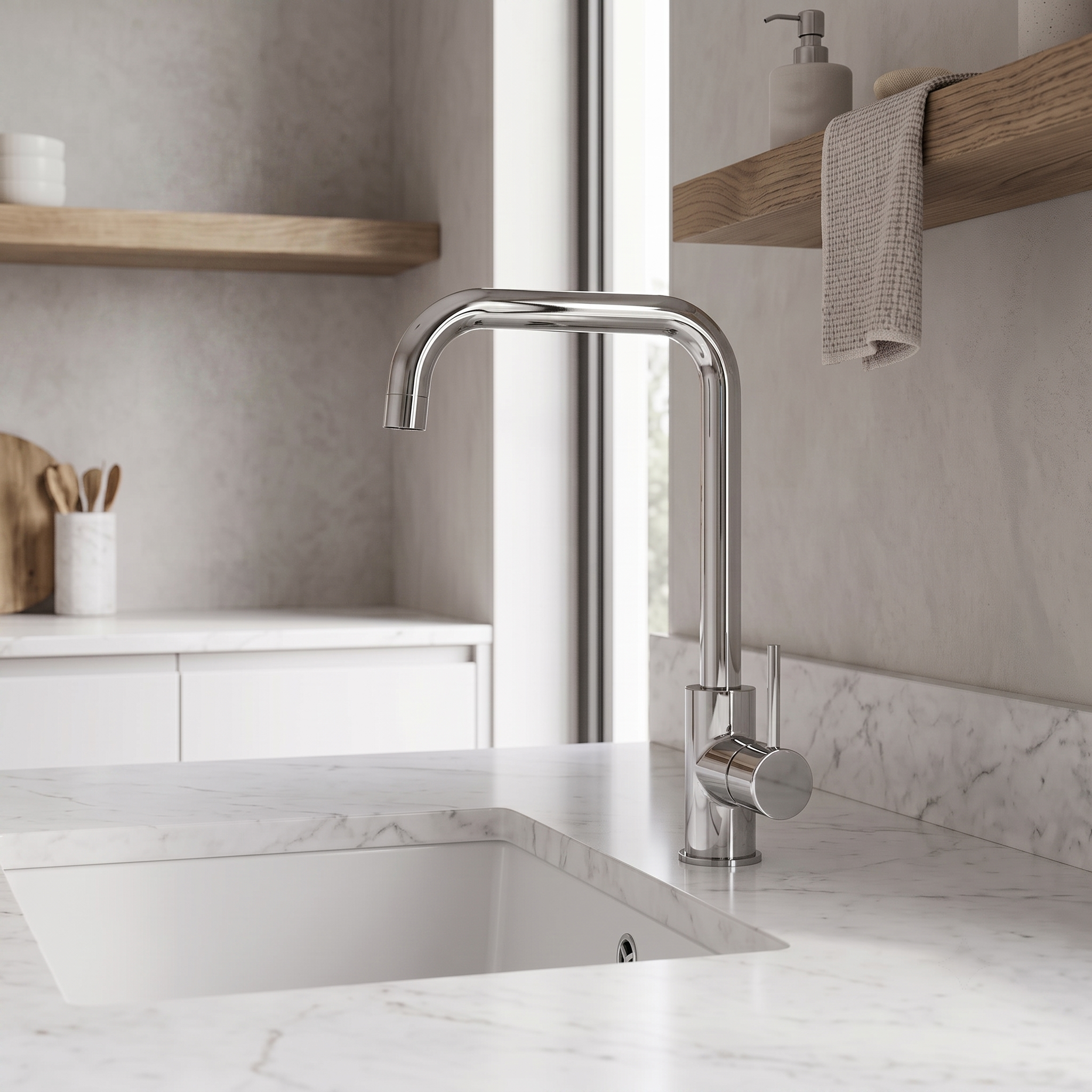 Vellamo Koro Single Lever Mono Kitchen Sink Mixer Tap - Polished Chrome