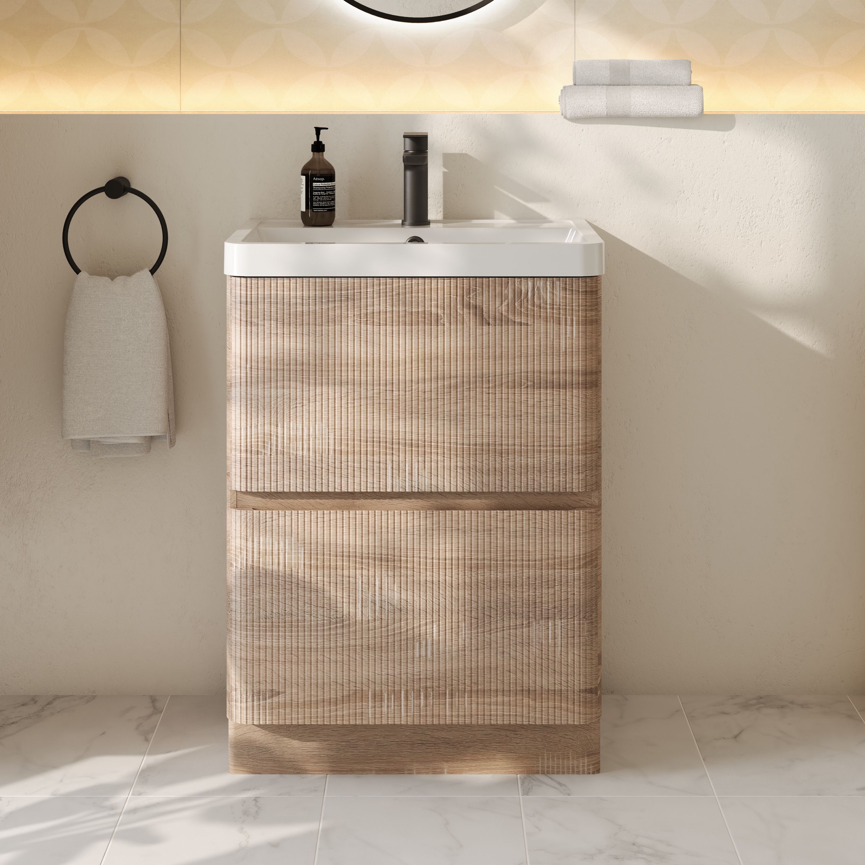 Drench Origin 600mm Fluted Floorstanding Vanity Unit & Basin