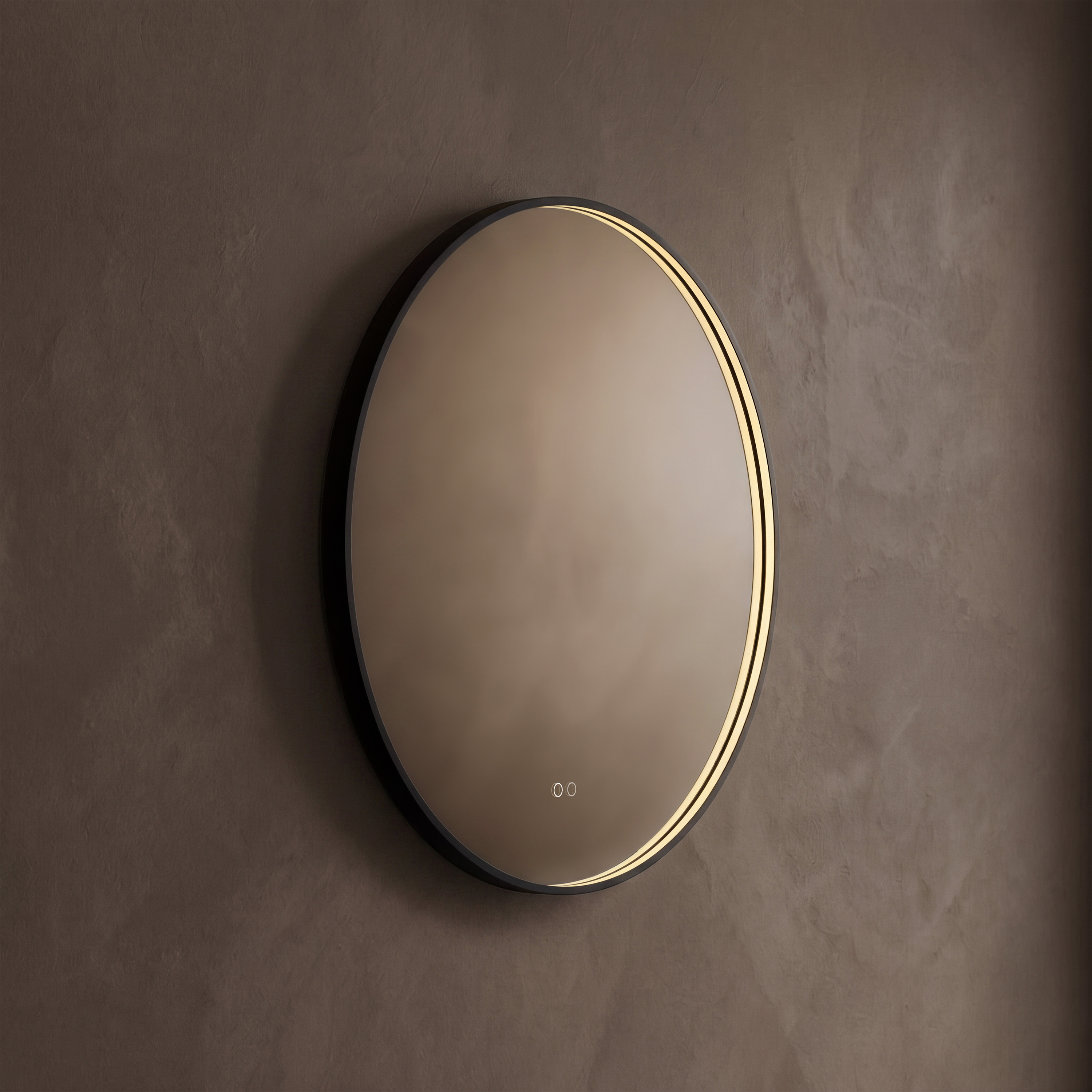 Origins Living Kingsley Matt Black Illuminated Round Mirror with Colour Change Lights - 800mm
