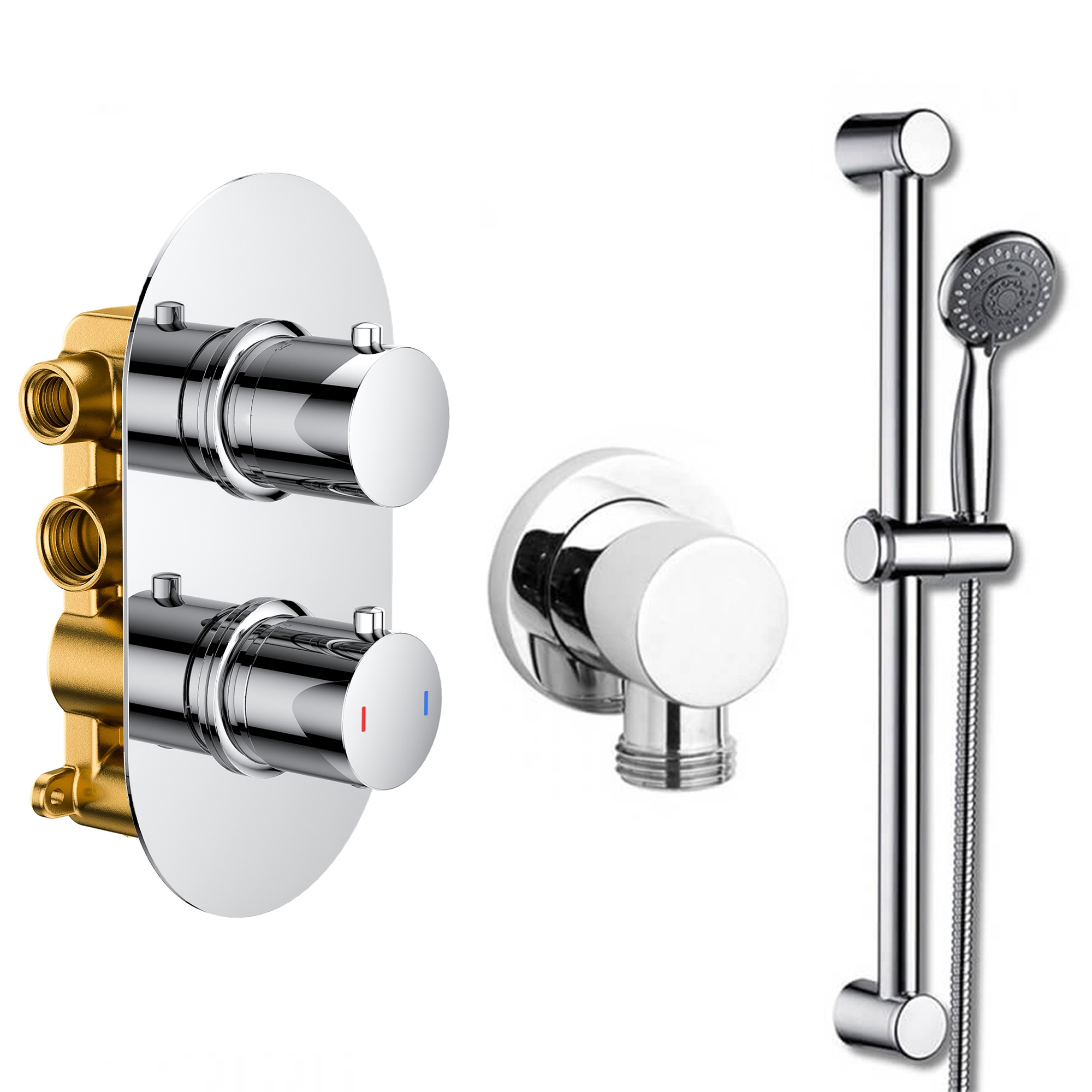 Jemima Concealed Shower Valve, Slide Rail Kit & Overflow Bath Filler