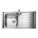 Rangemaster Manhattan 1 Bowl Brushed Stainless Steel Sink & Waste Kit with Right Hand Drainer - 1010 x 515mm