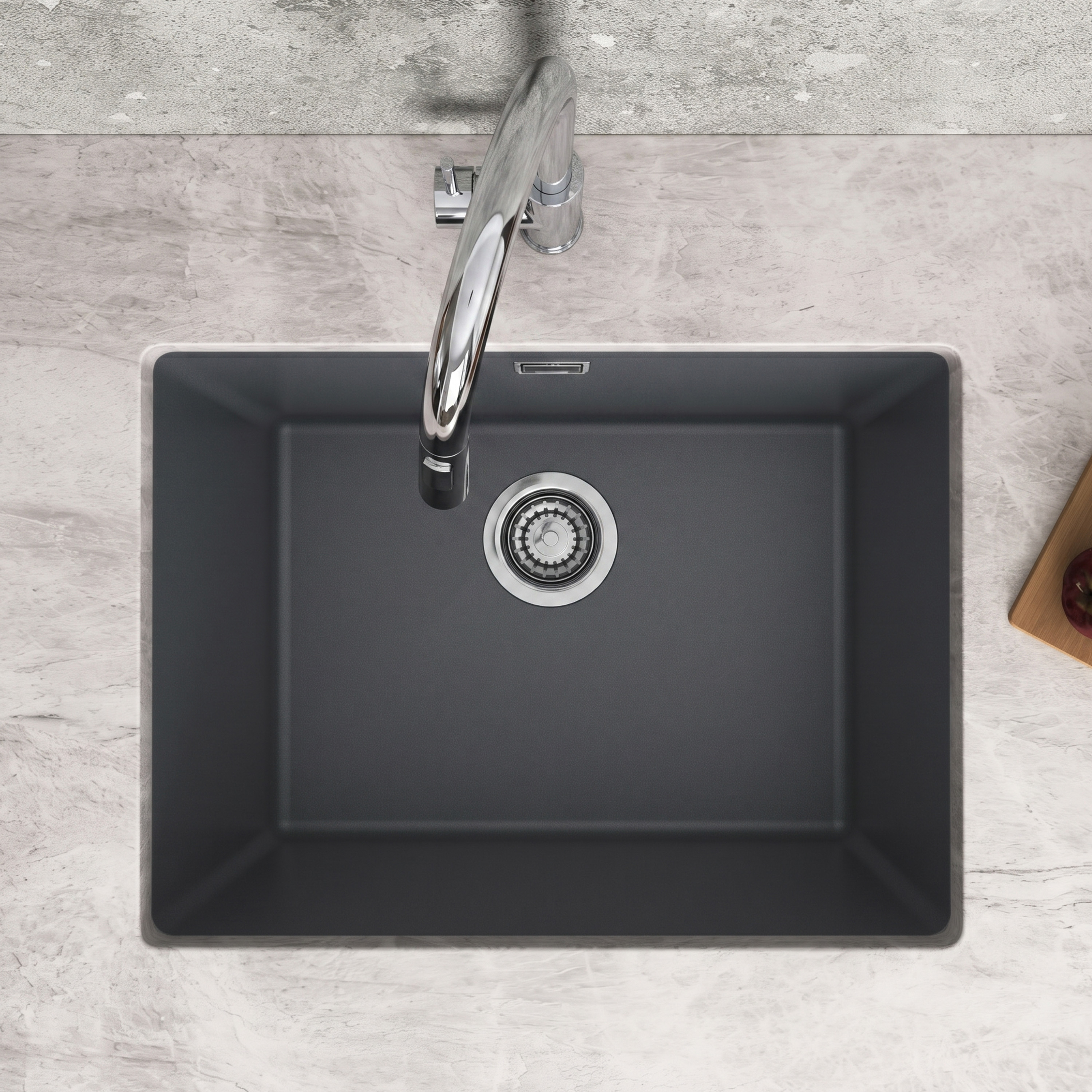 Vellamo Terra Large 1 Bowl Granite Composite Inset / Undermount Kitchen Sink & Waste - 610 x 460mm