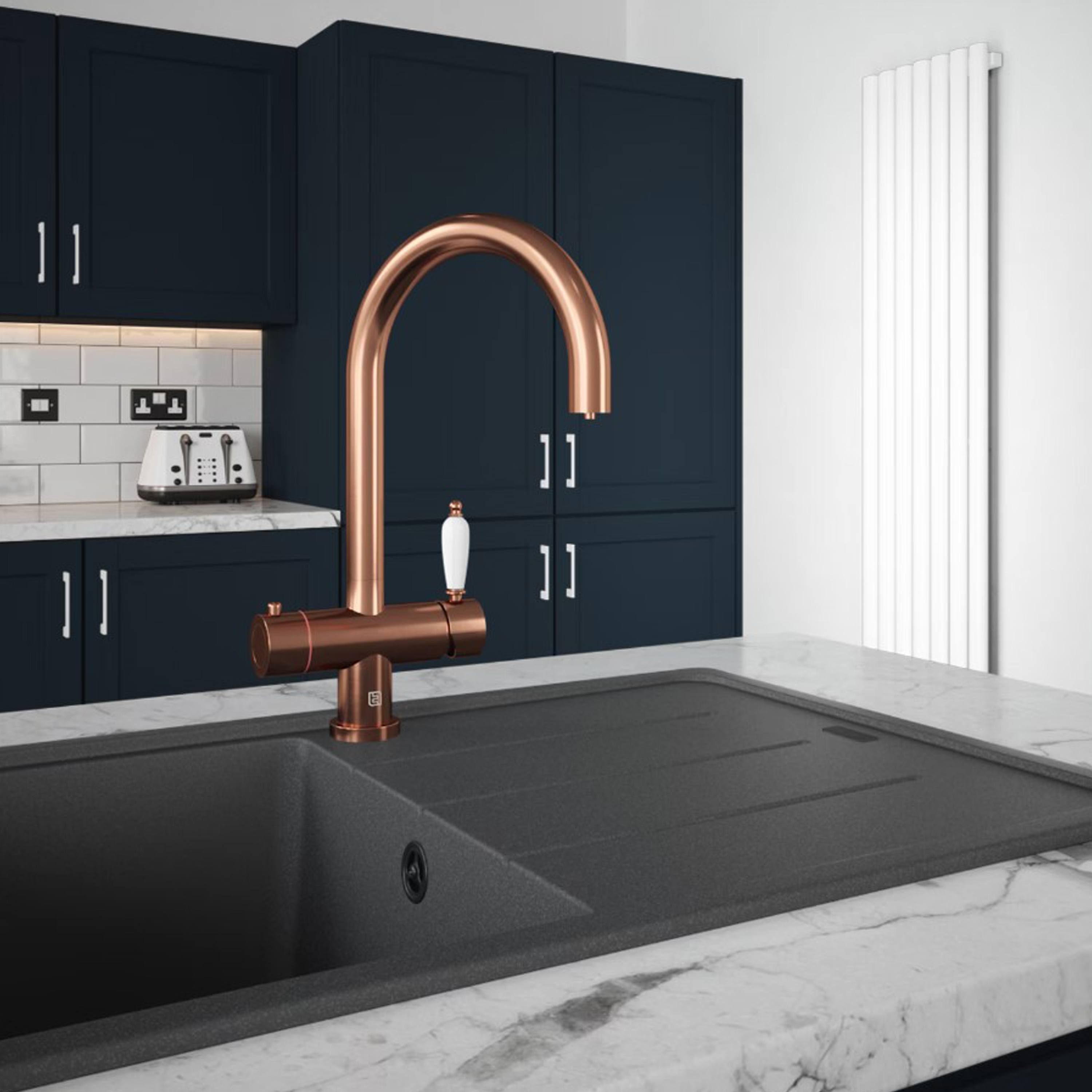 The Tap Factory Shaker Boiling Water Kitchen Mixer with Filtered Cold Drinking Water & Coloured Spout