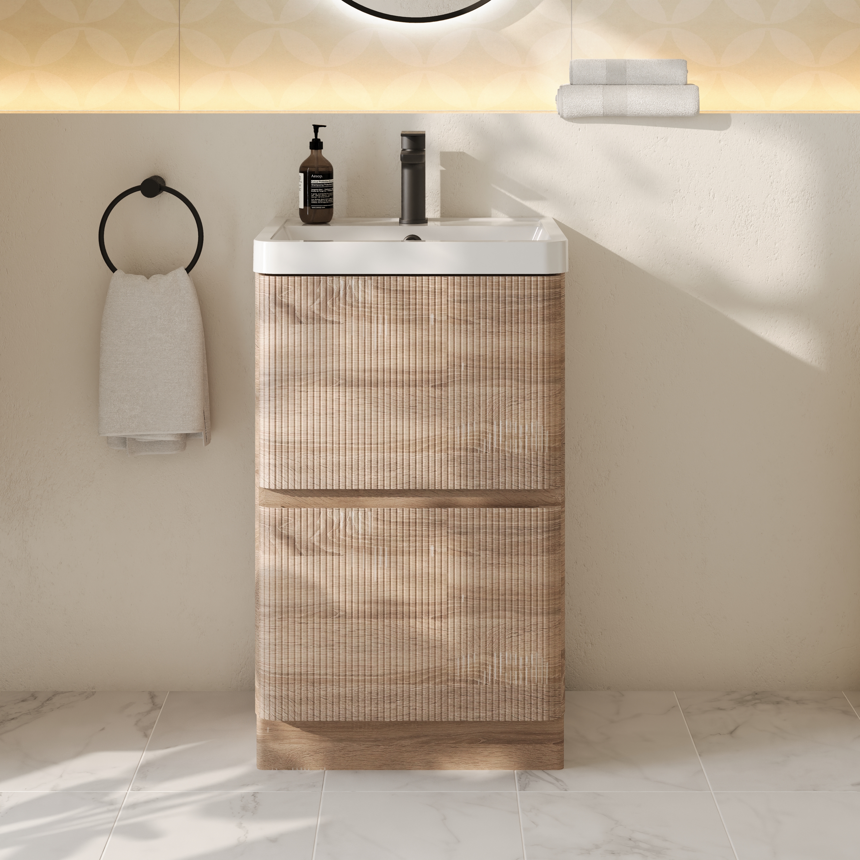 Drench Origin 500mm Fluted Floorstanding Vanity Unit & Basin