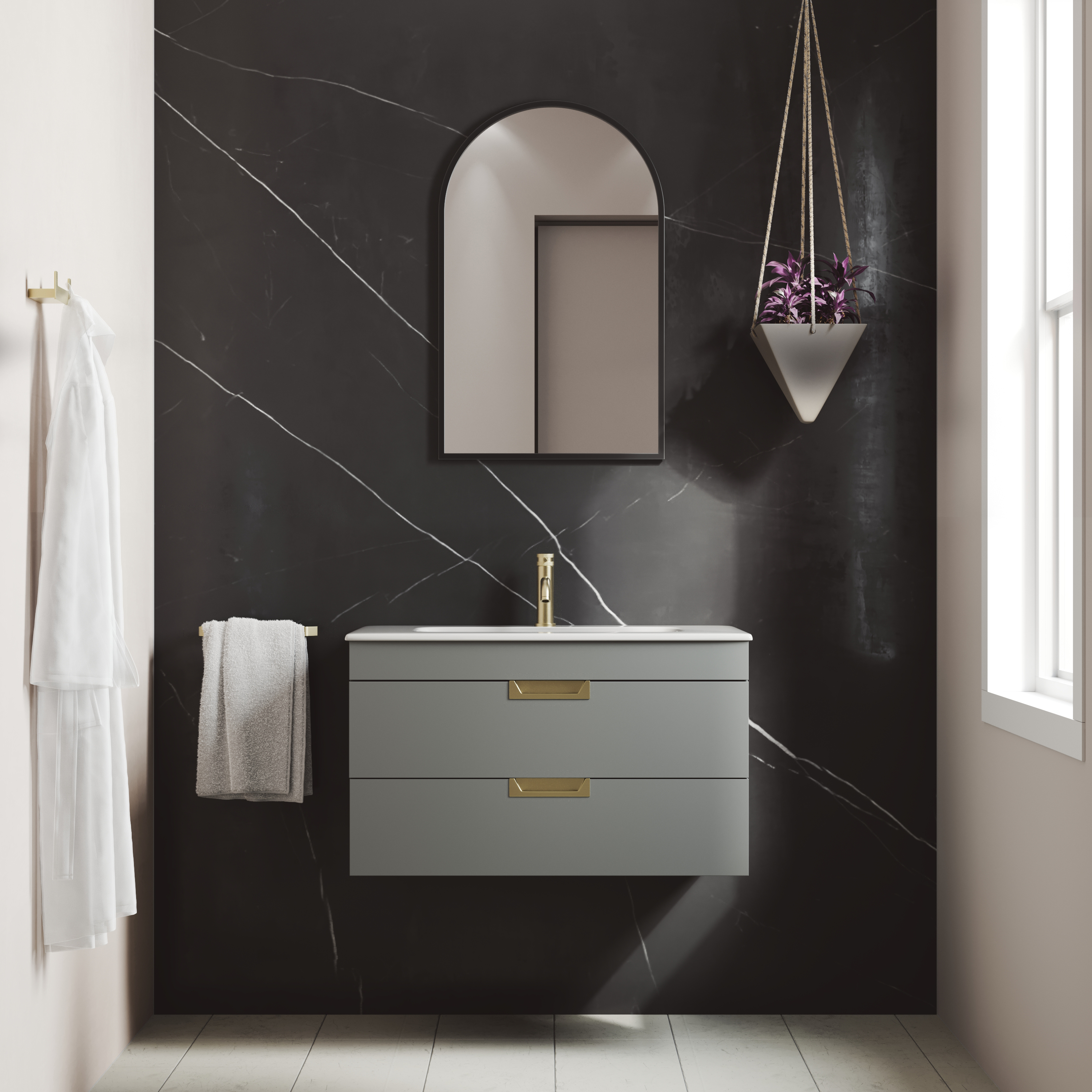 Isla 800mm Wall Hung Vanity Unit & Basin