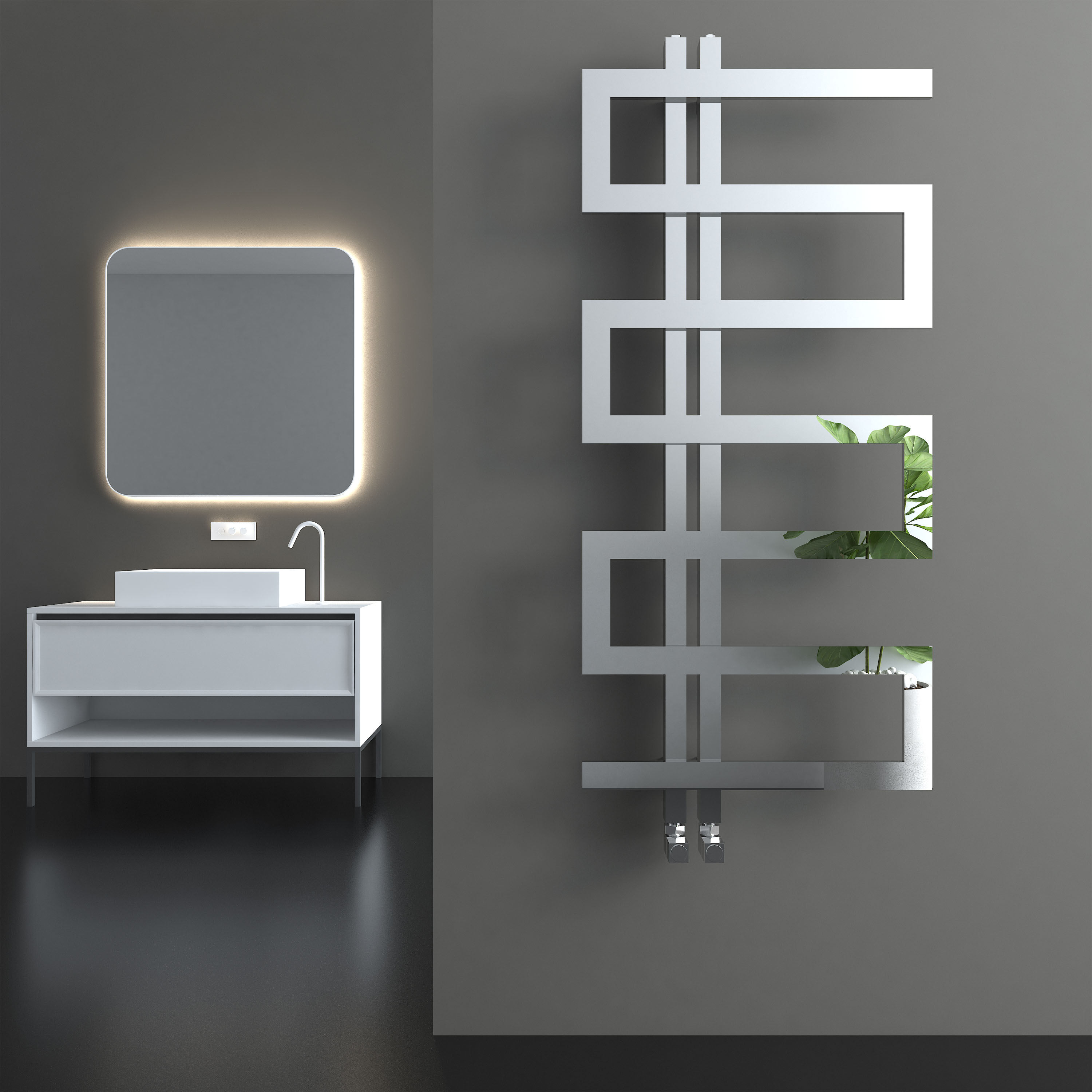 Carisa Ibiza Offset Stainless Steel Designer Heated Towel Rail