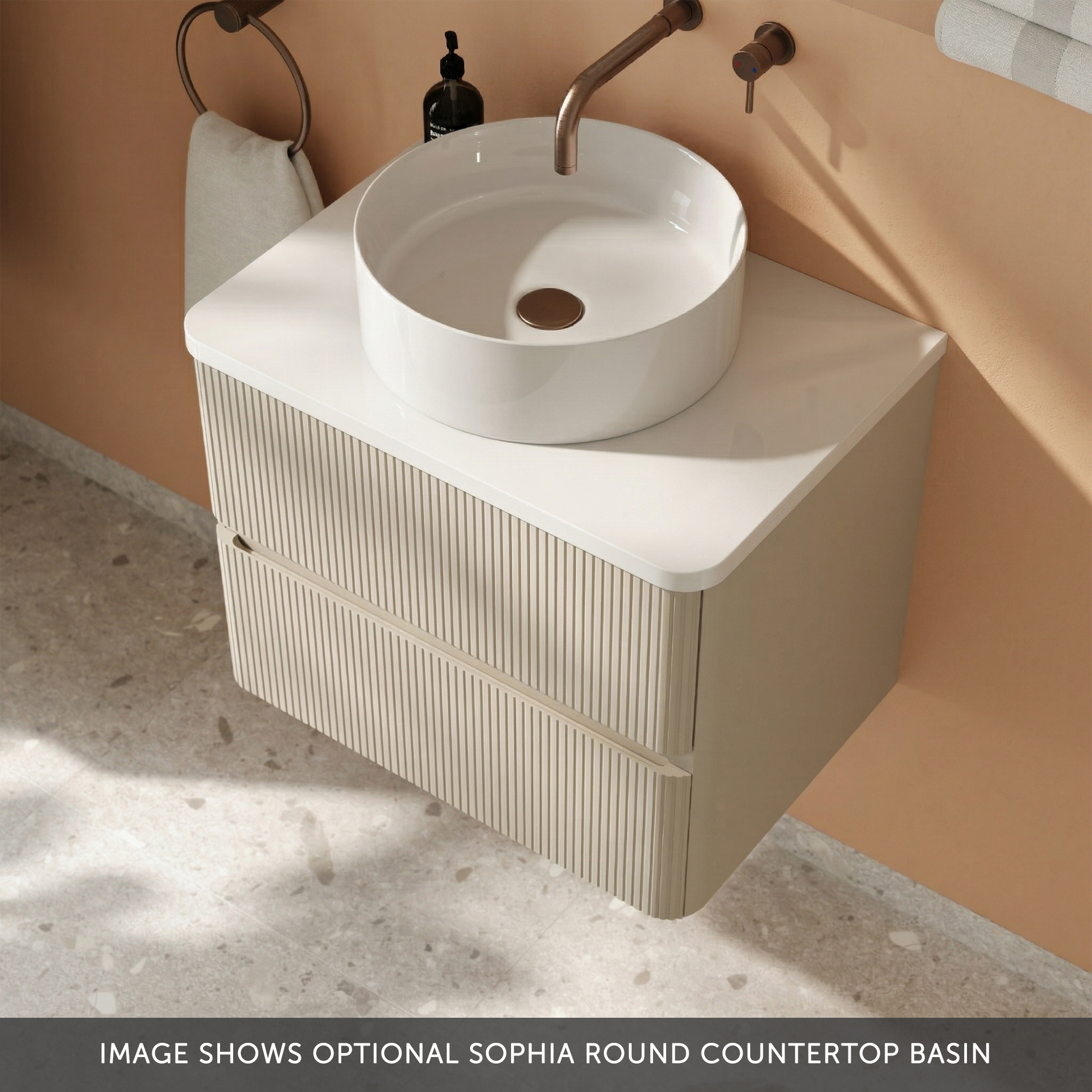 Drench Origin 600mm Fluted Wall Mounted Vanity Unit & Countertop
