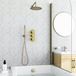 Harbour Clarity Brushed Brass Shower Package with 3 Outlet Valve, Fixed Head & Arm, Wall Shower Kit and Overflow Bath Filler