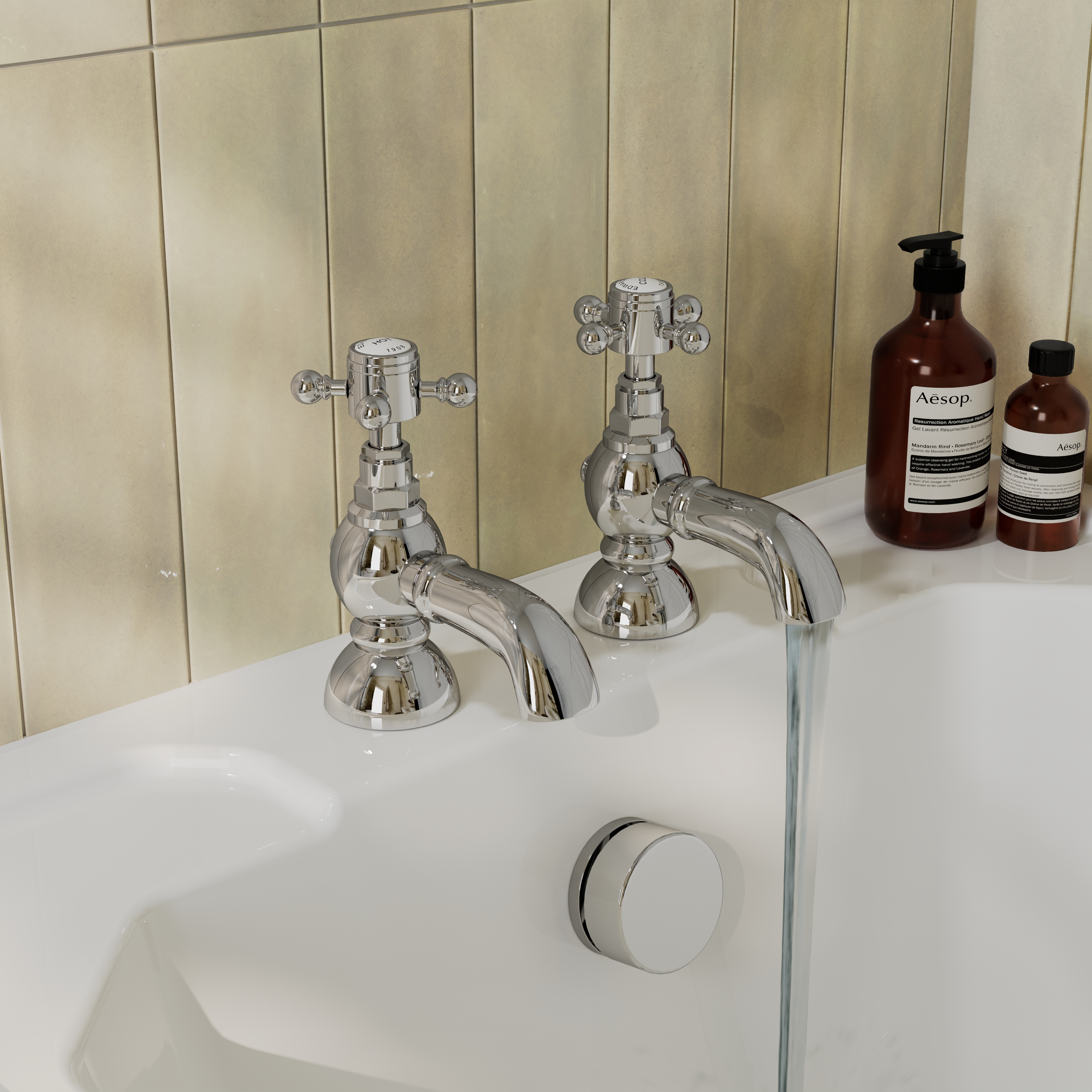 Butler & Rose Eliza Crosshead Bath Pillar Taps