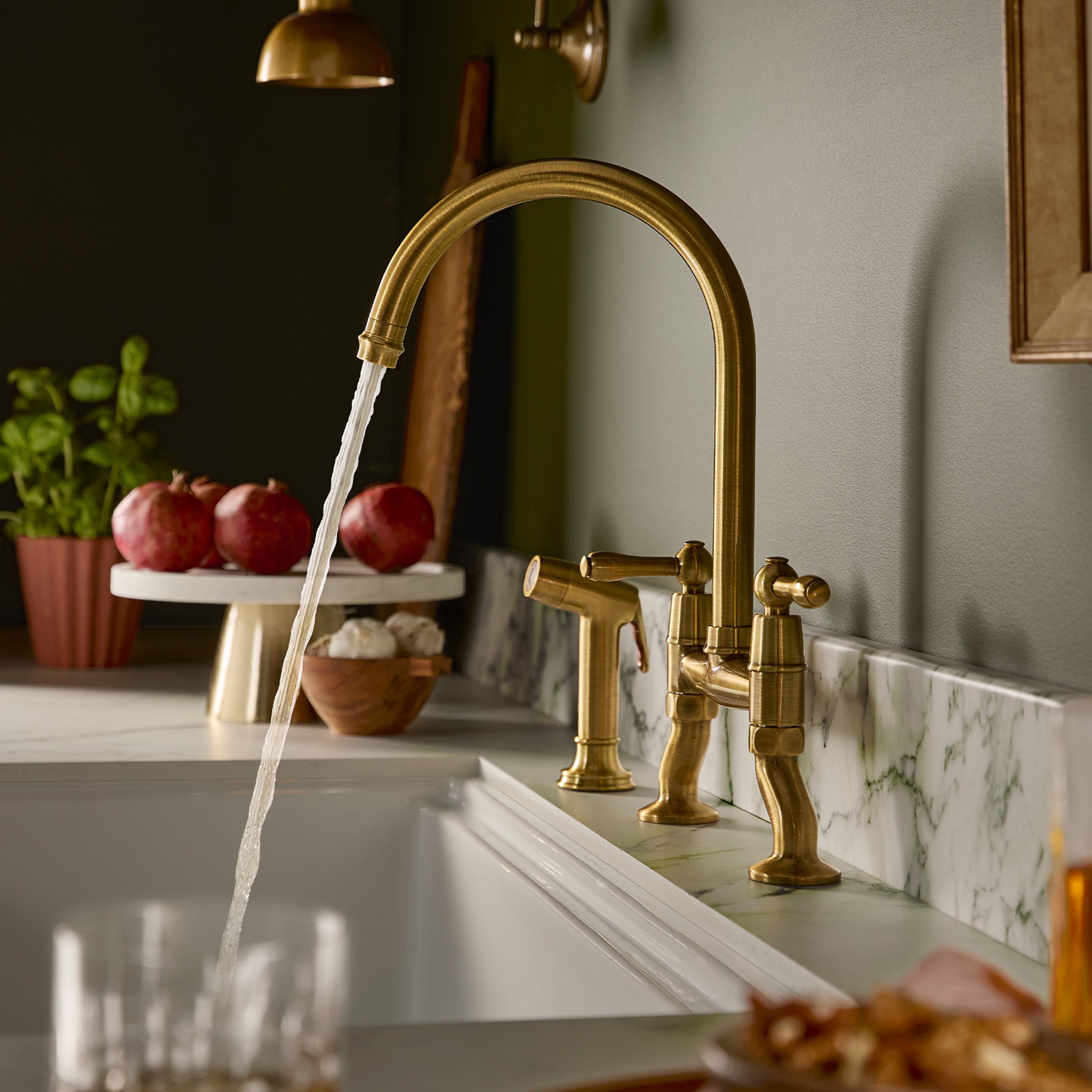 Clearwater Broadway Traditional Twist & Spray Bridge Kitchen Mixer Tap
