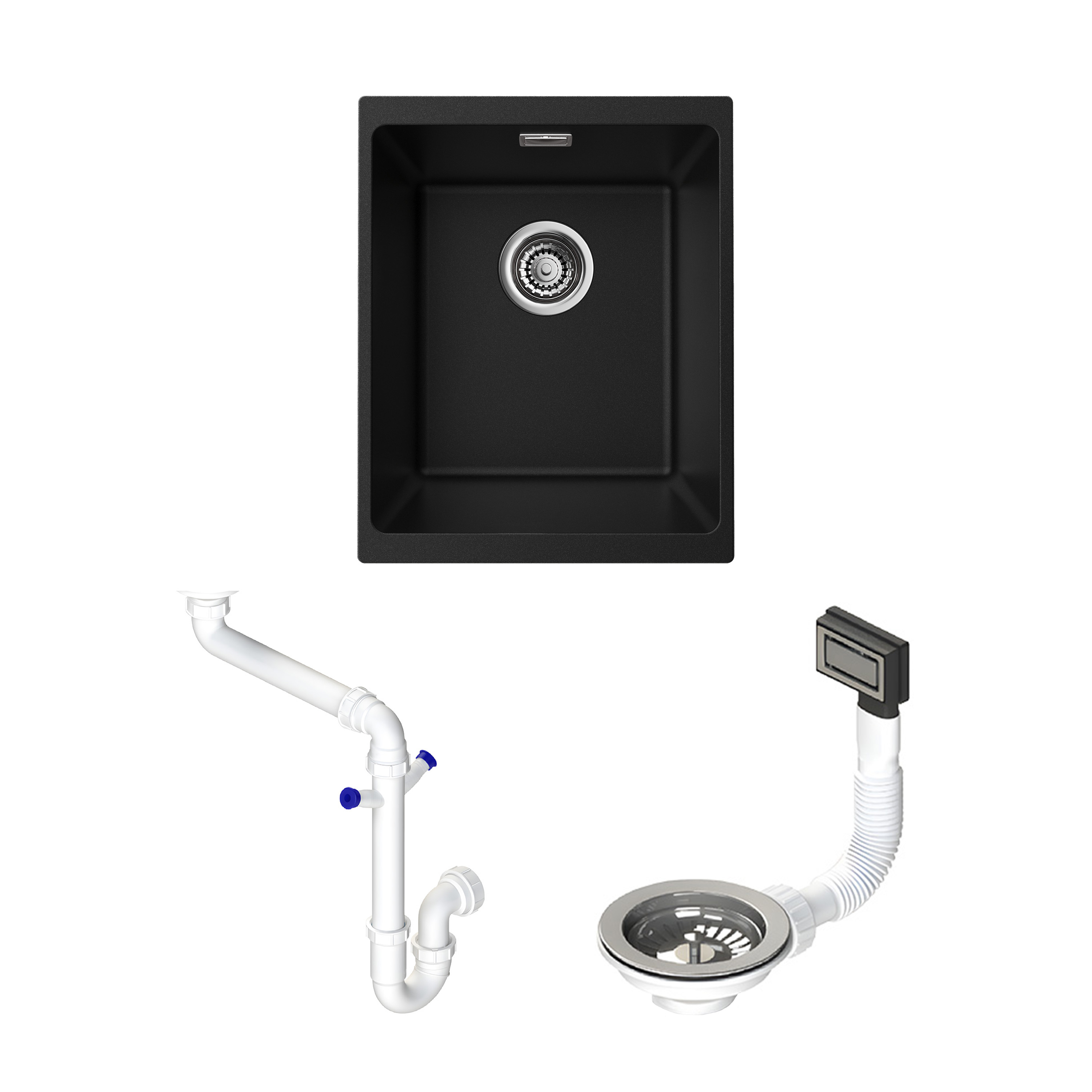 Vellamo Terra Compact 1 Bowl Granite Composite Inset or Undermount Kitchen Sink & Waste - 370 x 460mm