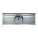 Clearwater Contract Lay-on Single Bowl Stainless Steel Sink (Square Front) with Double Drainer & 2 Tap Holes - 1600 x 543mm