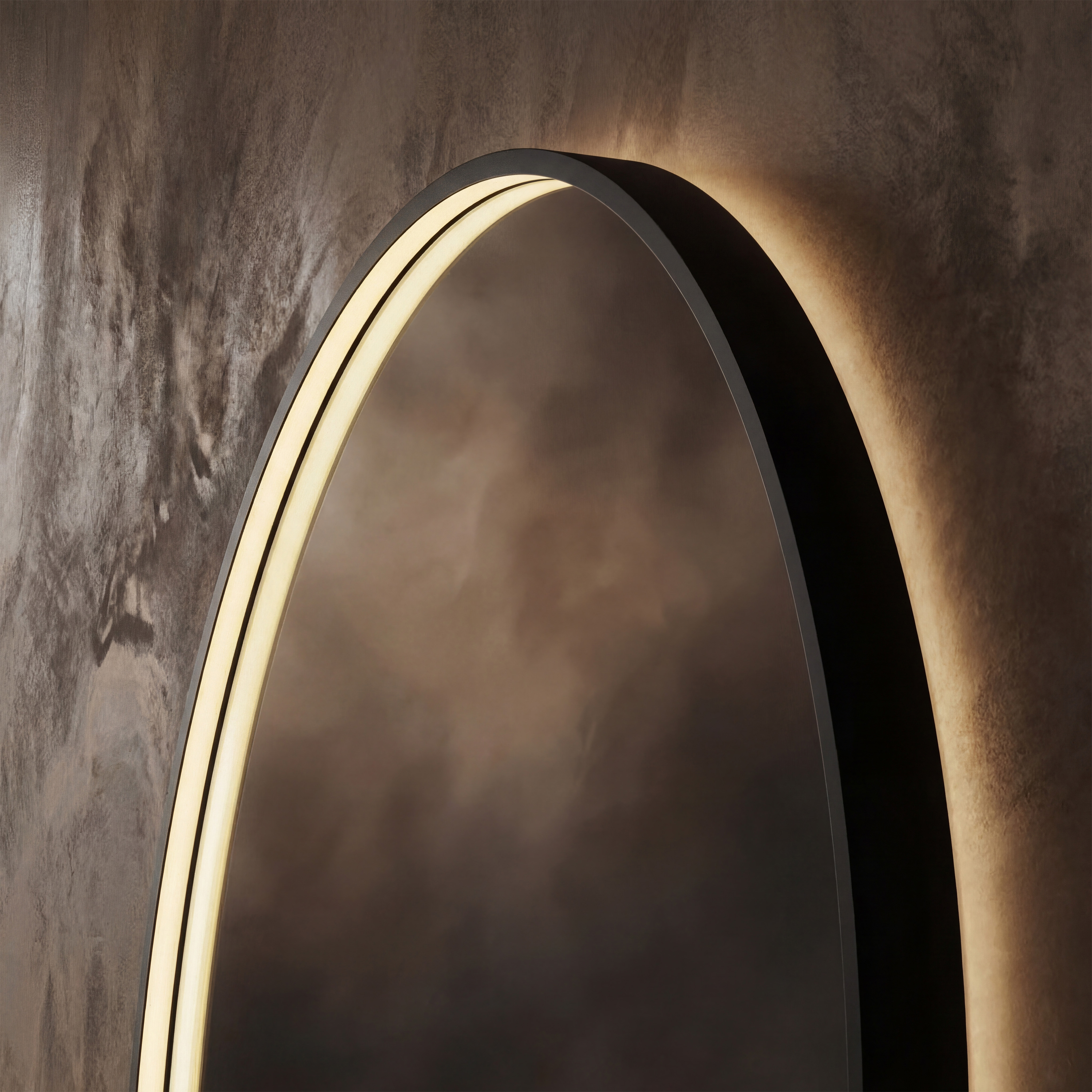 Origins Living Kingsley Matt Black Illuminated Round Mirror with Colour Change Lights - 800mm