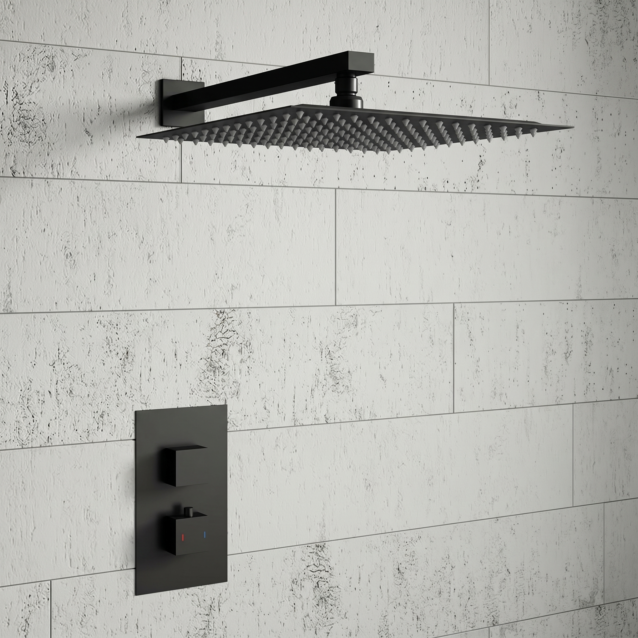 Harbour Status Concealed Shower Valve & Wall Mounted Fixed Shower Head - Matt Black