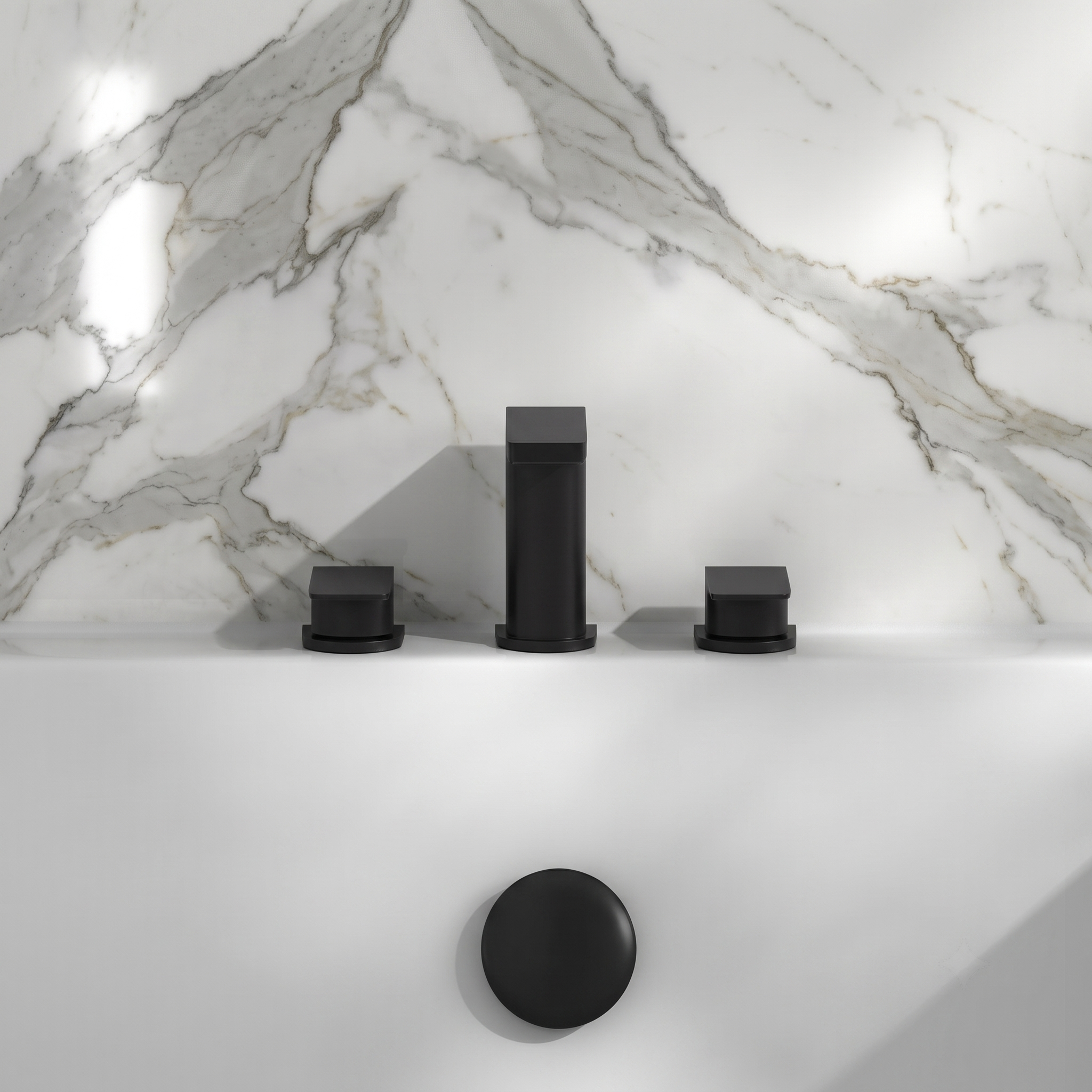 Harbour Status Matt Black 3 Hole Bath Mixer Tap