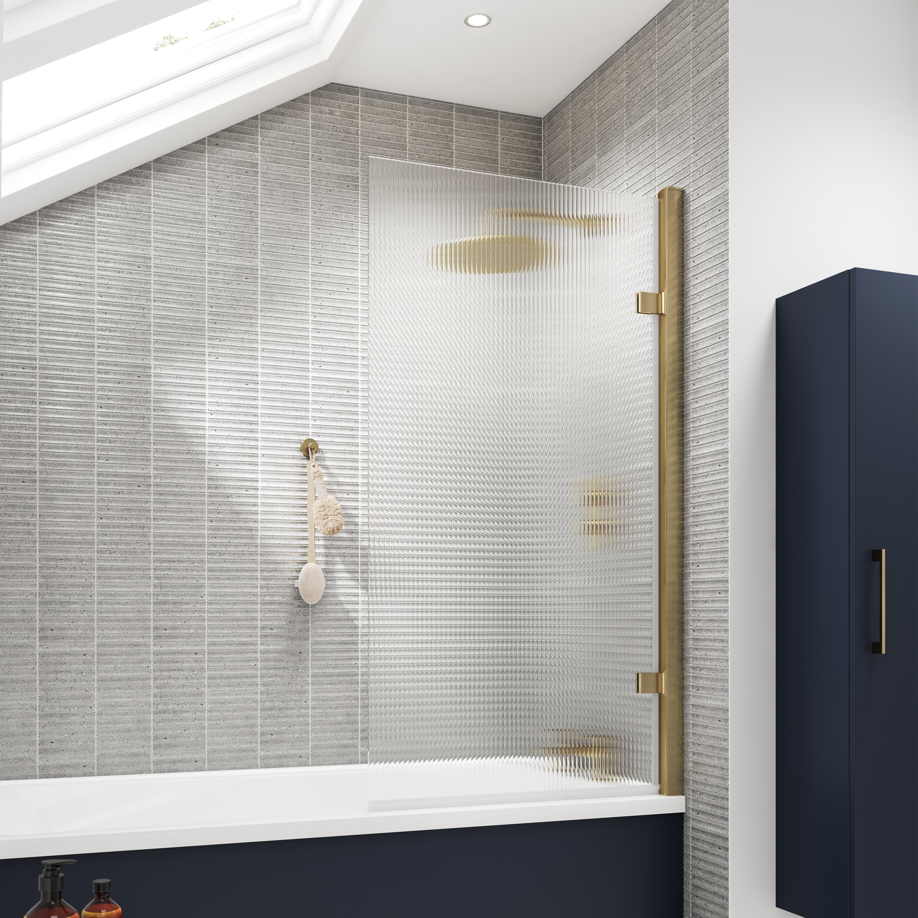 Harbour Contour 8mm Hinged Fluted Bath Screen - 1520 x 830mm