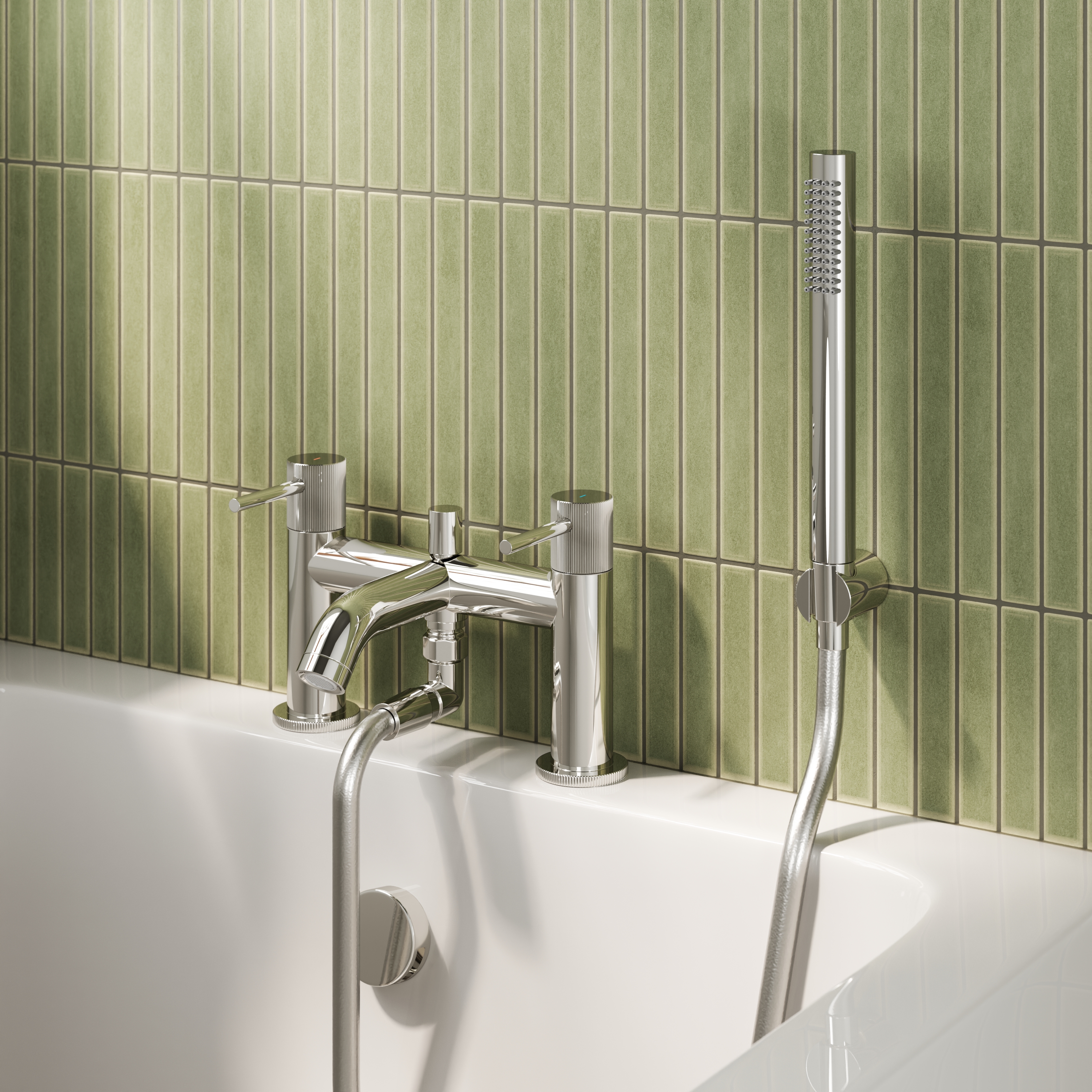 Harbour Fluted Deck Mounted Bath Shower Mixer Tap