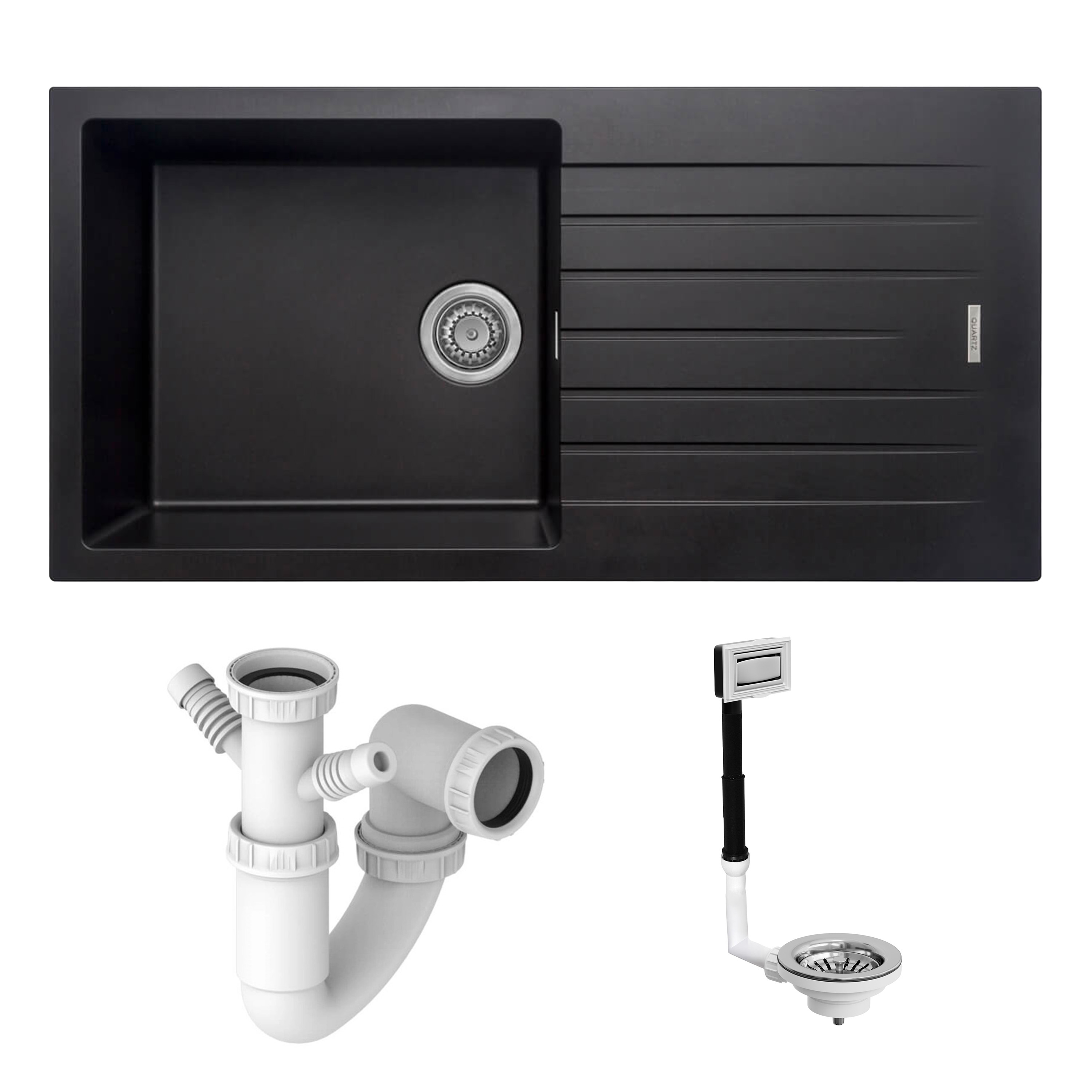 Vellamo Horizon Large Single Bowl Granite Composite Kitchen Sink & Waste - 1000 x 500mm