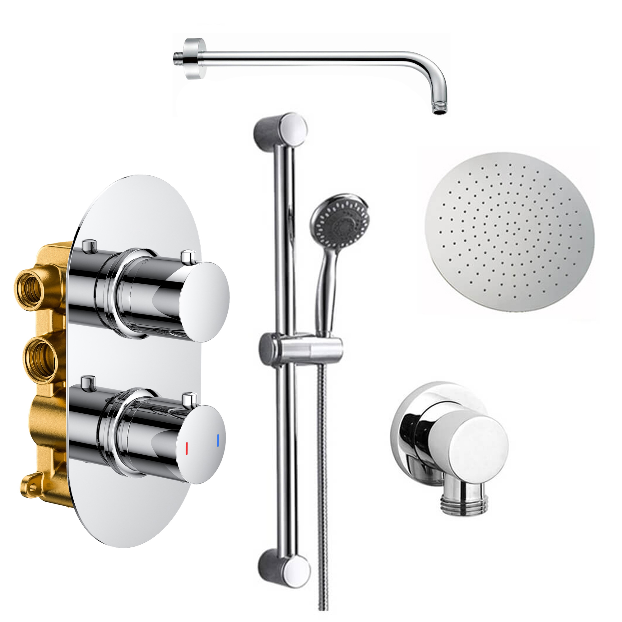 Orla Concealed Shower Valve, Fixed Head & Slide Rail Kit