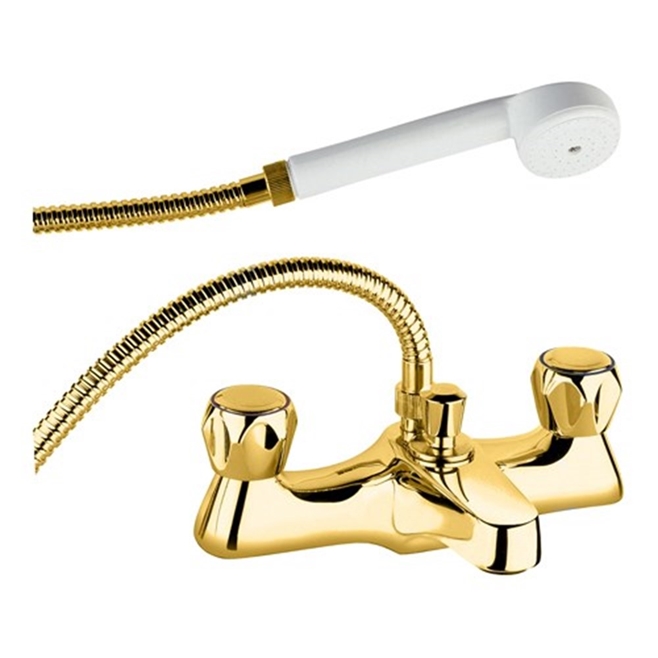 Deva Profile Gold Deck Mounted Bath Shower Mixer with Handset Kit