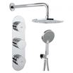 Crosswater Dial Central 2 Control Shower Valve with 3 Mode Handset, Fixed Head & Arm