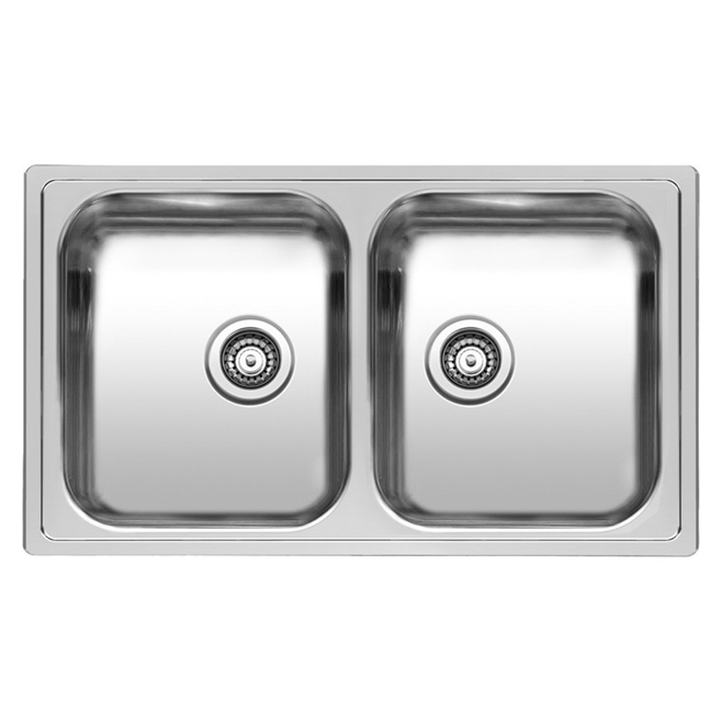 Reginox Diplomat 20 Double Bowl Stainless Steel Inset Kitchen Sink & Waste - 860 x 500mm