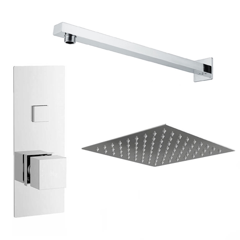 Dominic Concealed Thermostatic Push Button Shower Valve & Fixed Shower Head