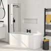 Drench P Shaped ArmourCast Reinforced Shower Bath with Front Panel and Shower Screen - 1700mm