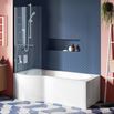 Drench P Shaped ArmourCast Reinforced Shower Bath with Front Panel and Shower Screen - 1700mm