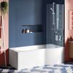 Drench P Shaped ArmourCast Reinforced Shower Bath, Curved Screen with Rail & Front Panel - Right Hand - 1700mm