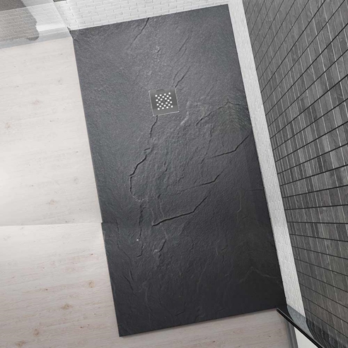 Drench Anthracite Ultra Thin Rectangular Stone Slate Effect Shower Tray - 1200 x 900mm