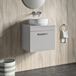 Emily 500mm Wall Mounted 1 Drawer Vanity Unit and Countertop - Gloss Grey Mist - No basin
