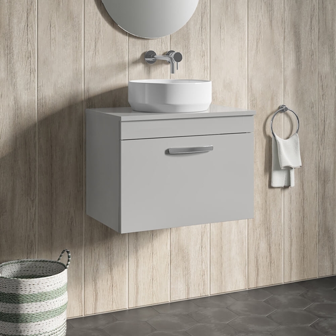 Emily 600mm Wall Mounted 1 Drawer Vanity Unit and Countertop
