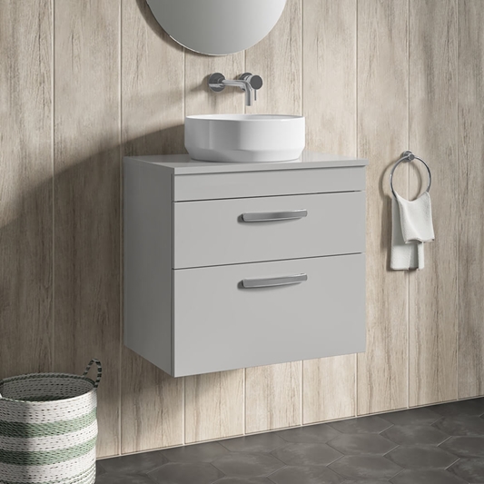 Drench Emily 600mm Wall Mounted 2, Countertop Vanity Unit Wall Hung