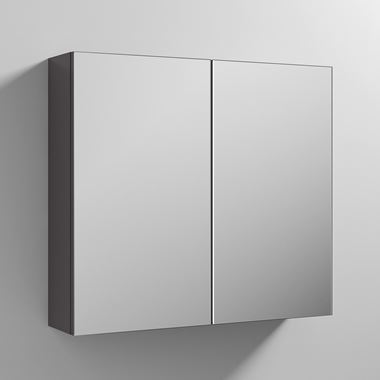 Drench Emily 800mm Double Door Mirror Cabinet - Gloss Grey