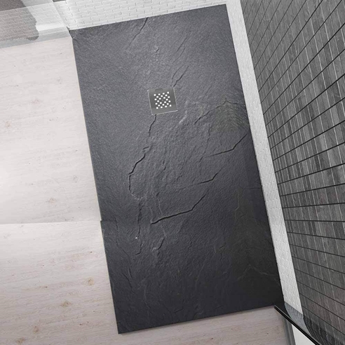 Drench Anthracite Ultra Thin Rectangular Stone Slate Effect Shower Tray - 1500 x 800mm