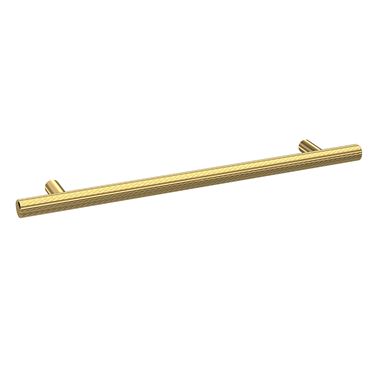 Drench Brushed Brass Chrome Knurled T Bar Furniture Handle - 192mm Centres
