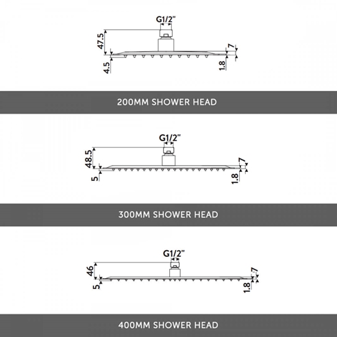 Orla Concealed Shower Valve, Fixed Head & Slide Rail Kit