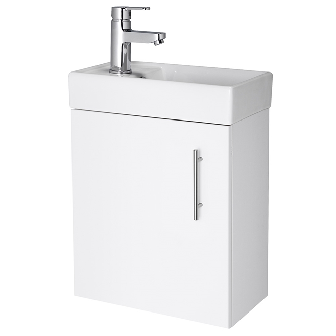 Minnie 400mm Wall Mounted Cloakroom Vanity Unit & Basin - Gloss White