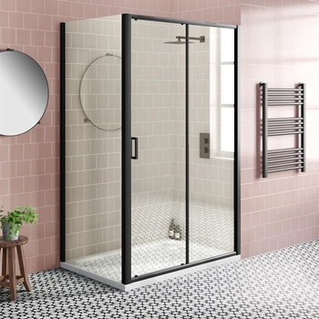 Harbour Primrose 6mm Single Matt Black Sliding Shower Door & Optional Side Panel