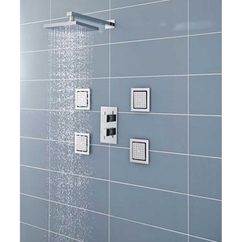 Drench Chrome Square Fixed ABS Shower Head - 200 x 200mm