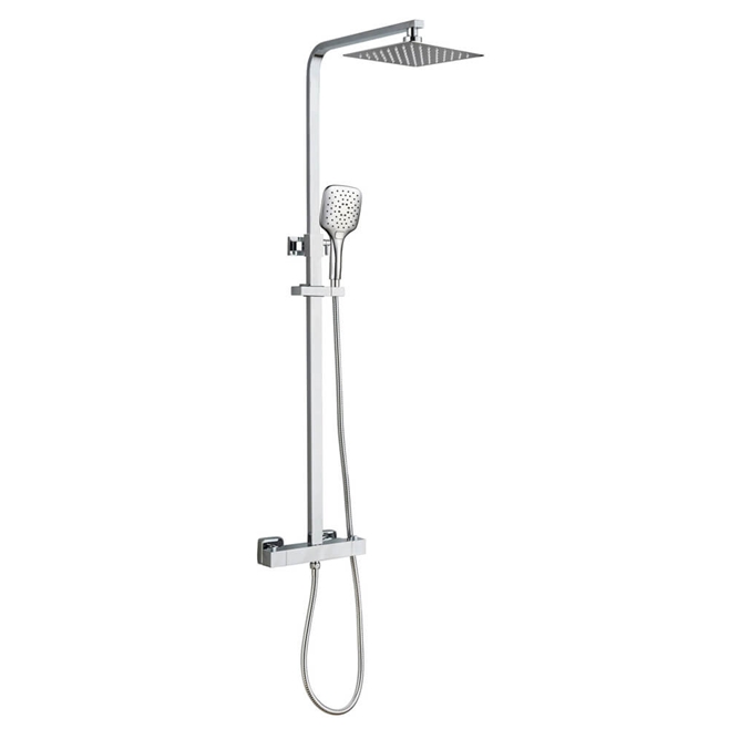 Drench Square Telescopic WRAS-Approved Thermostatic Rigid Riser Shower Set with Slim Head