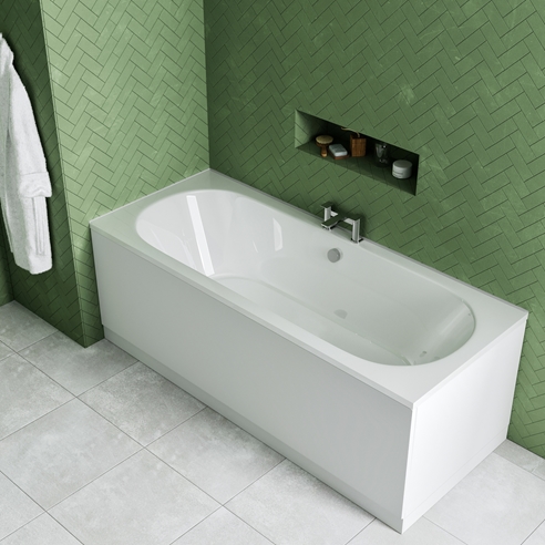 Drench Straight Double Ended Bath - Curved